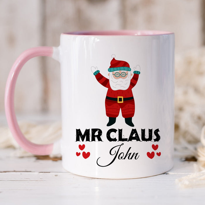 Personalized Coffee Mug Gifts For Couples Cute Mr Santa Claus Funny Custom Name Accent Cup For Anniversary Valentines