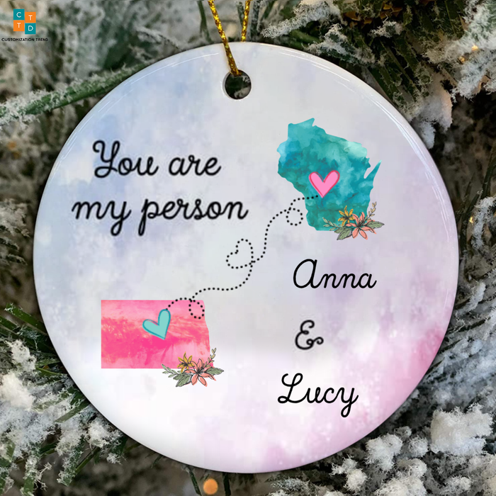 Personalized Ornament Long Distance Gifts For Couple Friends You Are My Person Holly Custom Name Christmas Tree Hanging