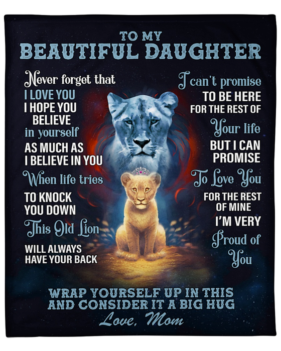 Personalized Premium Fleece Blanket To My Beautiful Daughter Lighting Lion Blankets Custom Name