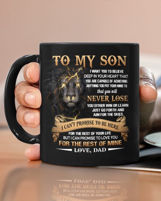 Personalized To My Son Coffee Mug From Mom Dad I Can't Promise Lion Lighting Custom Name Black Cup Gifts For Birthday