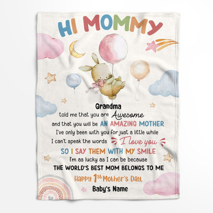 Personalized Blanket For New Mom Cute Bunny Grandma Told Me That Custom Name Gifts For First Mothers Day Birthday