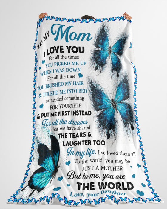 Personalized Blanket To My Mom From Daughter Tear & Laughter Beautiful Butterfly Printed Vintage Style Custom Name