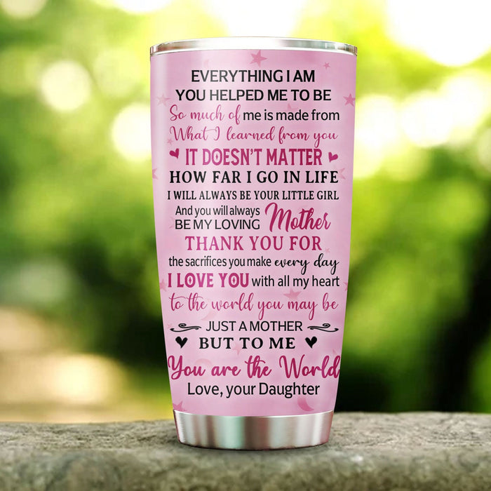 Personalized Tumbler To Mommy Floral Elephants You're The World Gifts For Mom Custom Name Travel Cup For Birthday