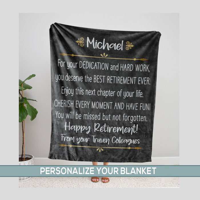 Personalized Retirement Blanket For Coworkers Cherish Every Moment & Have Fun Custom Name Retired Gifts For Men Women