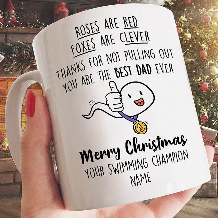 Personalized Coffee Mug For Dad From Kids Roses Are Red Foxed Are Clever Sperm Custom Name Ceramic Cup Christmas Gifts