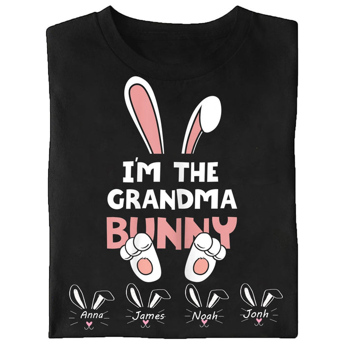 Personalized T-Shirt I'M The Grandma Bunny Cute Bunny Printed Custom Grandkids Name Happy Easter Day Shirt