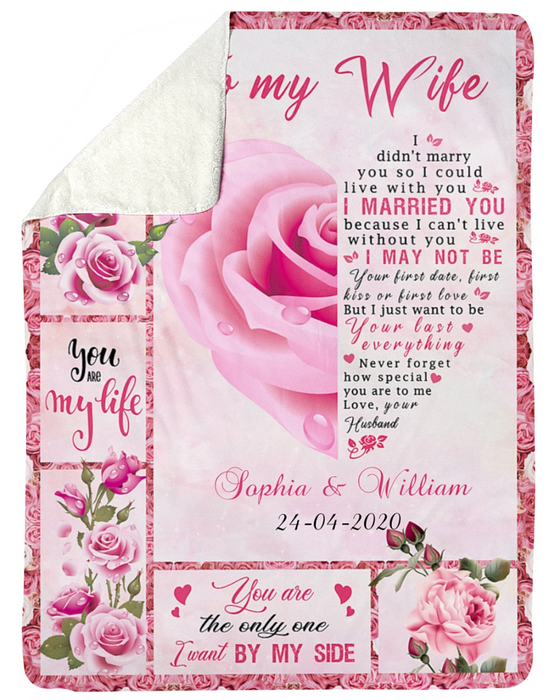 Personalized Blanket To My Wife From Husband You Are My Life Half Rose Printed Heart Design Custom Name And Date