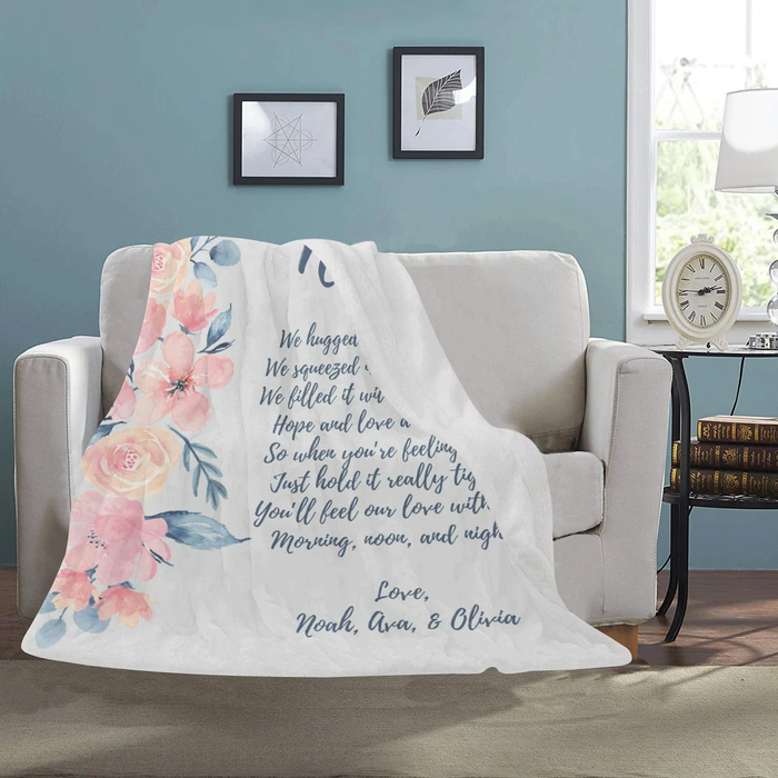 Personalized Blanket For Grandma Nana We Hugged This Blanket Beautiful Flower Printed Custom Grandkids Name
