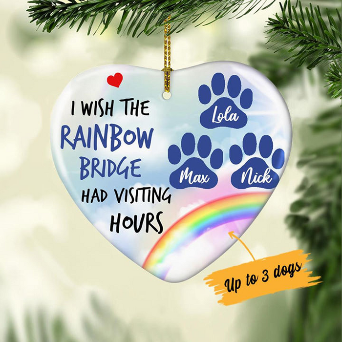 Personalized Memorial Ornament For Pet Loss I Wish The Rainbow Bridge Had Visiting Hours Paw Print Custom Pet's Name