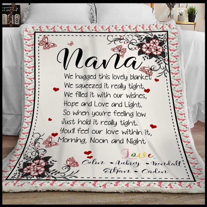 Personalized Rustic Floral Blanket For Grandma Mom On Mothers Day Custom Nana & Grandkids Name