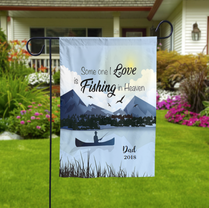 Personalized Memorial Gifts Flag For Family In Heaven Someone I Love Fishing In Heaven Custom Name Cemetery Decoration