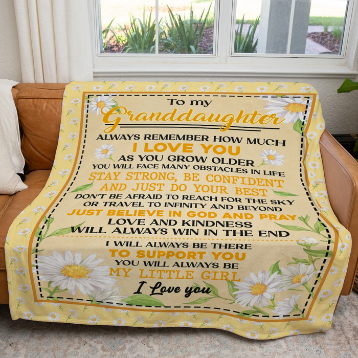 Personalized To My Granddaughter Blanket From Grandma Always Remember How Much I Love You Daisy Flower Printed