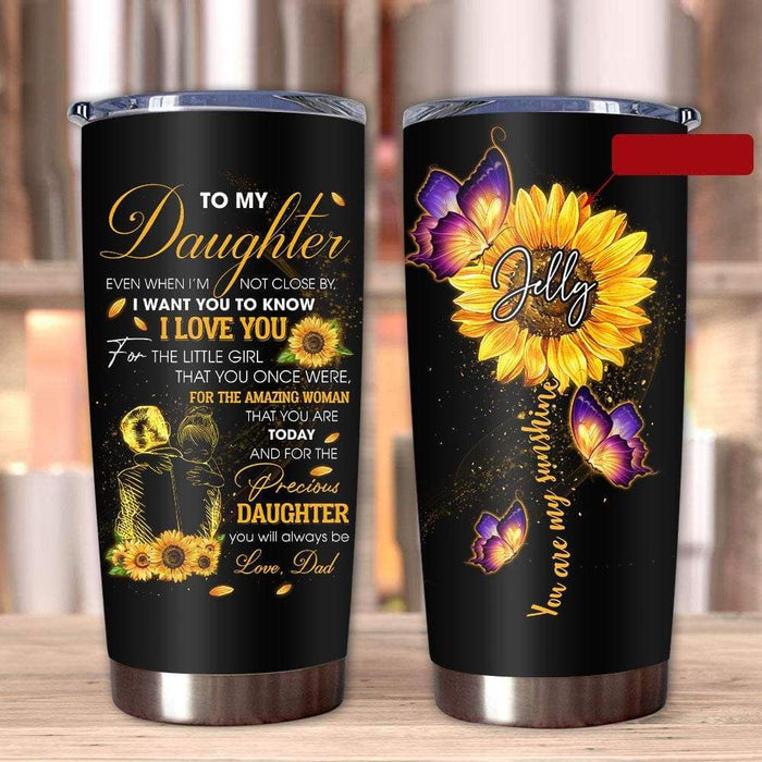 Personalized Tumbler To Daughter Gifts From Mom Dad I Love You For The Little Girl Sunflower Custom Name Travel Cup 20oz