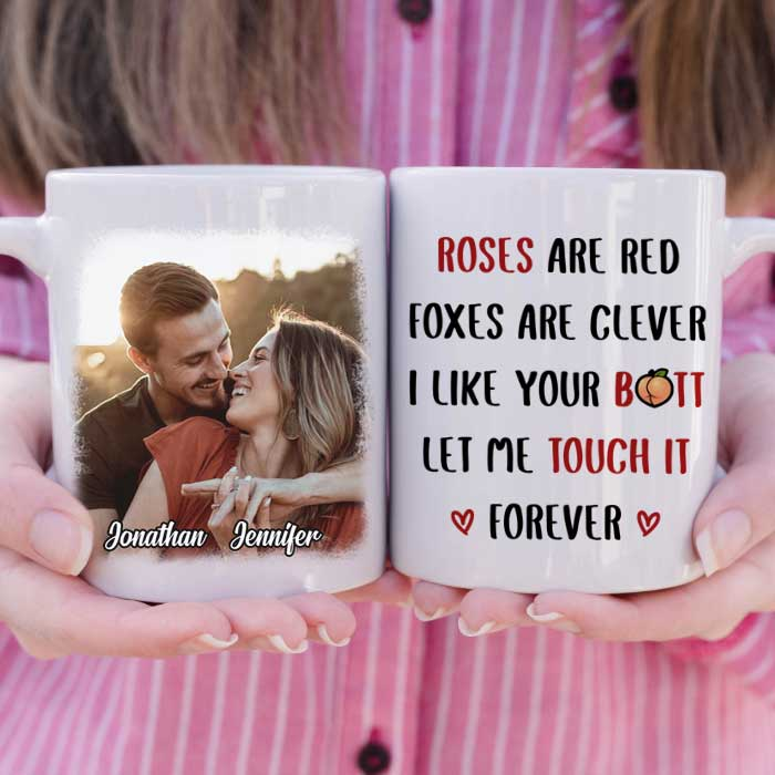 Personalized Coffee Mug Gifts For Couple Roses Are Red Foxes Are Clever Custom Name Photo White Cup For Anniversary