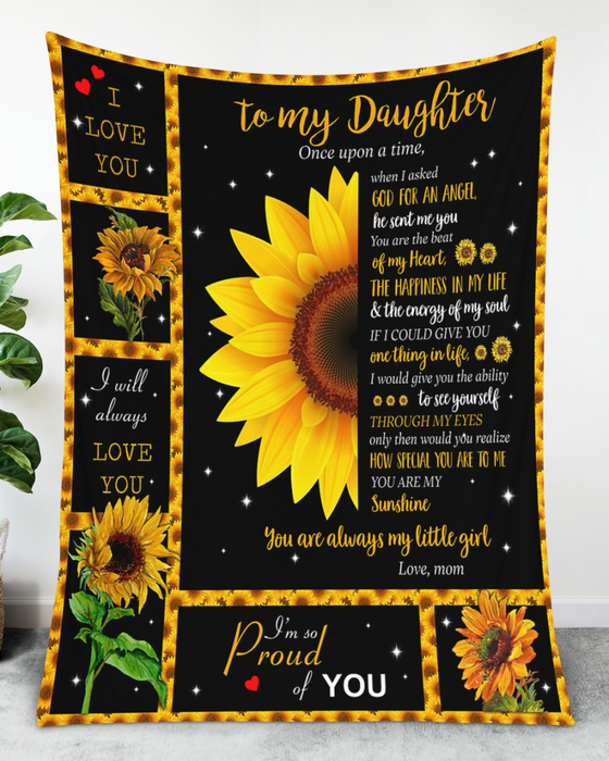 Personalized Lovely Fleece Blanket To My Daughter Once Upon A Time Sunflower Pattern Print Custom Name Blankets