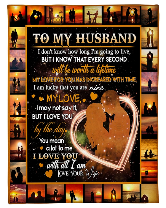 Personalized Fleece Blanket To My Husband From Wife I Love You With All I Am Romantic Couple In Sunset Pictures Blanket