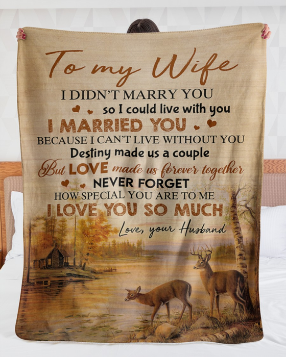 Personalized Blanket To My Wife From Husband Love You So Much Deer Couple Printed Rustic Design Custom Name