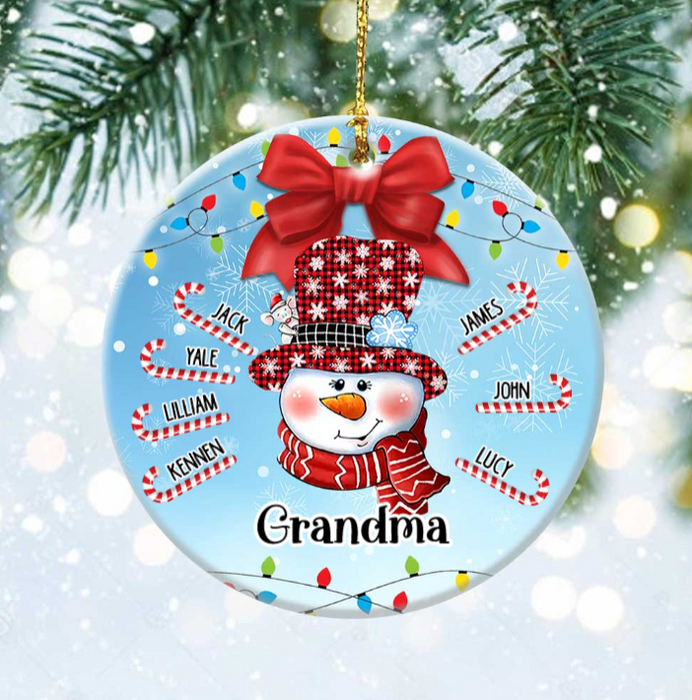 Personalized Ornament For Grandma From Grandchild Grandma Snowman With Sweets Candy Custom Name Gifts For Christmas