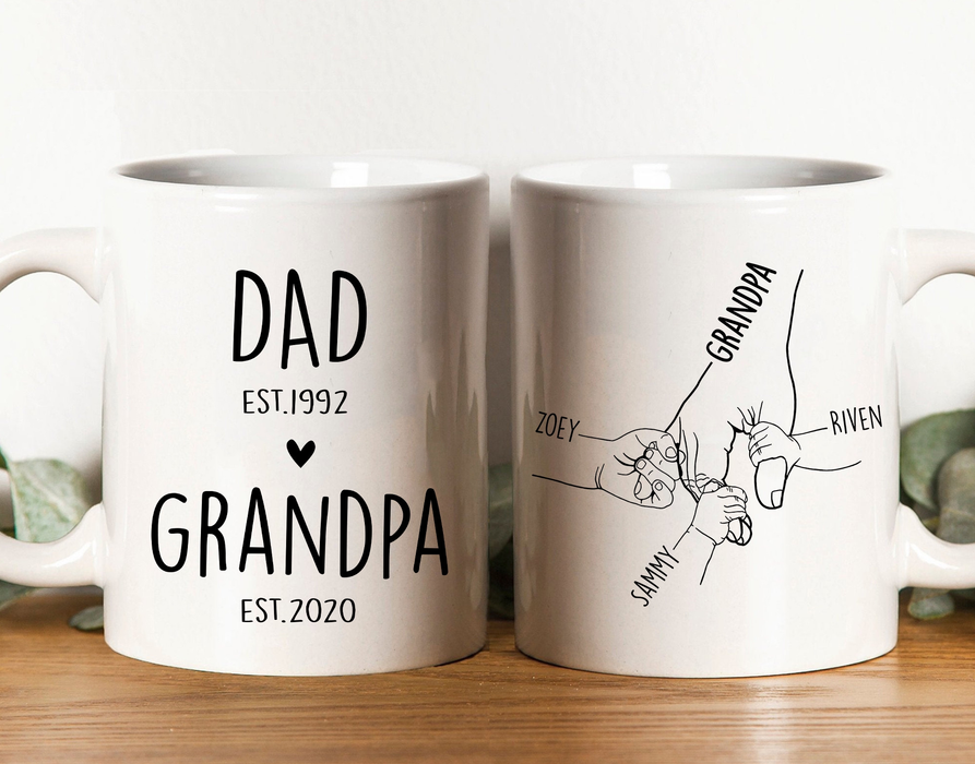 Personalized Ceramic Coffee Mug For Grandpa Dad Grandpa EST Year Custom Grandkids Name & Year 11 15oz Cup