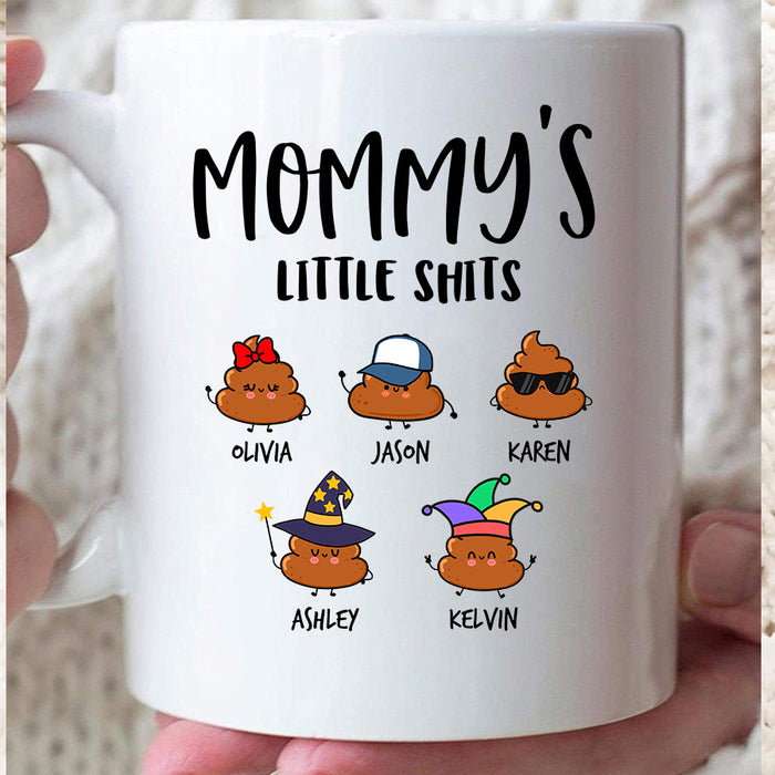 Personalized Coffee Mug For Mom From Kids Mommy's Little Shits Note Background Custom Name Mothers Day Gifts For Mom