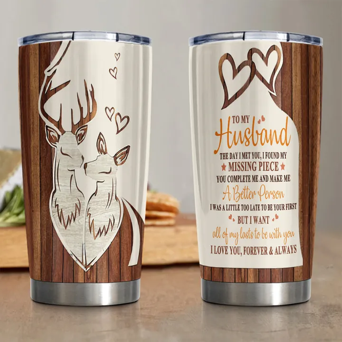 Personalized To My Husband Tumbler From Wife Hunting Deer Day I Met You Wooden Vintage Custom Name Gifts For Birthday
