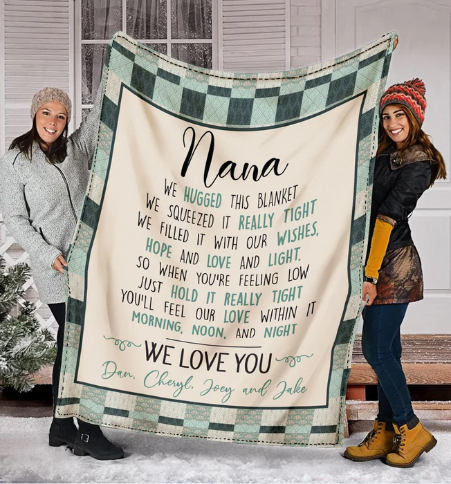 Personalized To My Nana Blanket From Grandkids We Hugged This Blanket Custom Kids Name & Grandma Nickname