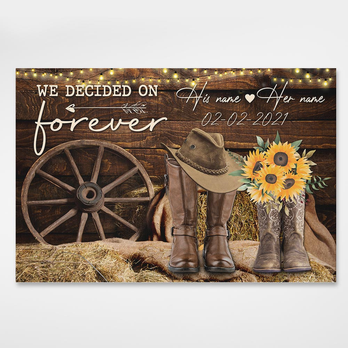 Personalized Canvas Wall Art For Couples We Decided On Cowboy Boots Sunflowers Custom Name Poster Prints Valentine Gifts