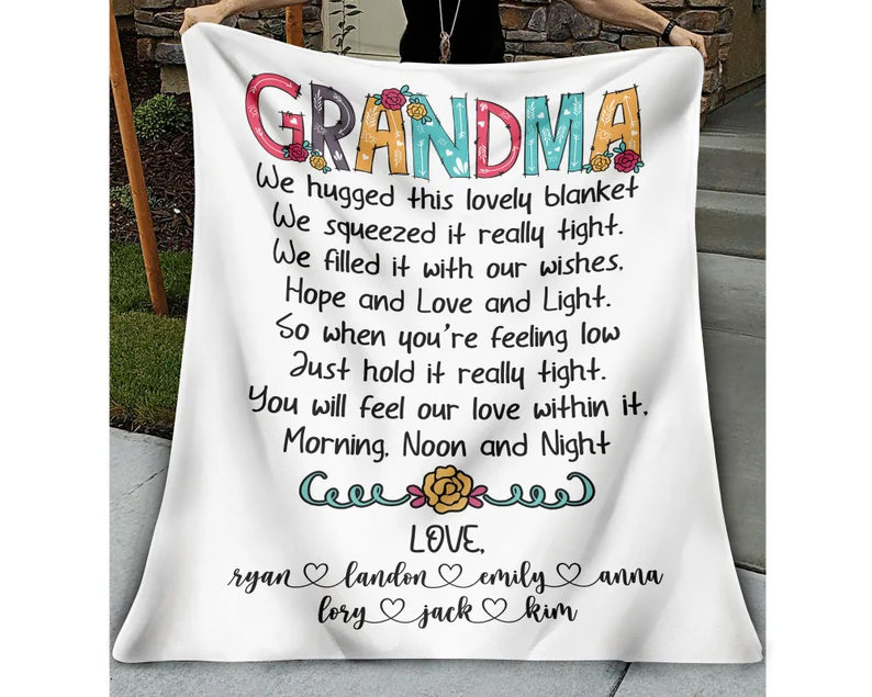 Personalized To My Grandma Fleece Blanket From Grandkids We Hugged This Lovely Blanket Custom Name & Nickname