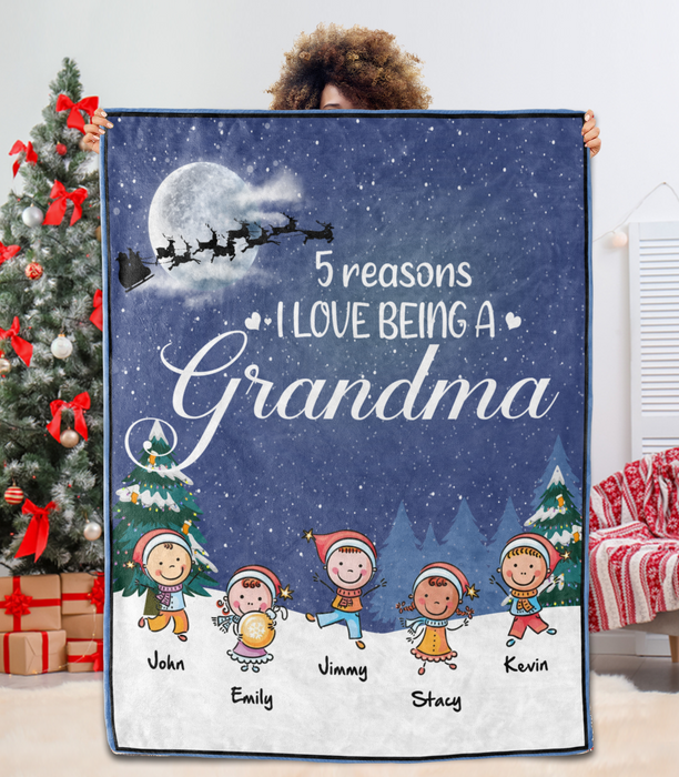 Personalized To My Grandma Blanket From Grandchild 5 Reasons I Loving Being A Nana Custom Name Gifts For Christmas