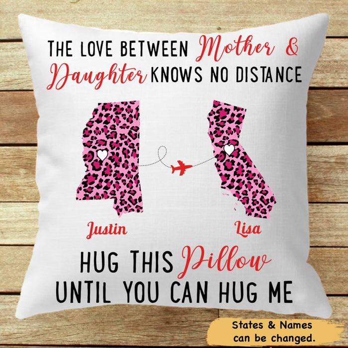 Personalized Square Pillow For Daughter Mom The Love Knows No Distance Leopard Custom Name Sofa Cushion Birthday Gifts