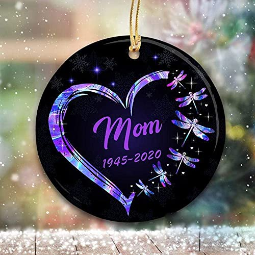 Personalized Memorial Ornament For Mom In Heaven Dragon Fly Snowflake Heart Custom Name Bereavement Gifts