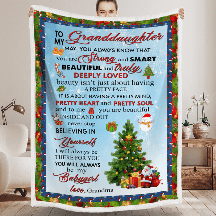 Personalized Blanket To My Granddaughter May You Always Know That You Are Strong Christmas Design Cute Snowman Printed