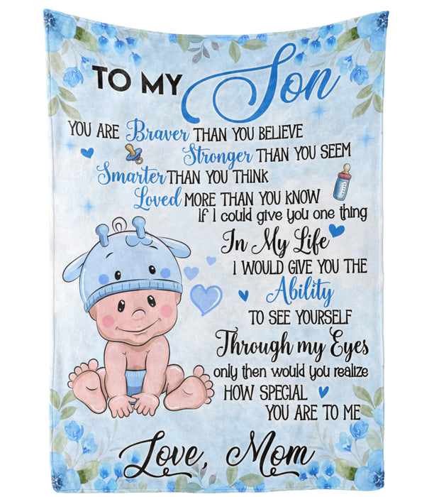 Personalized To My Son Blanket From Mom You Are Loved More Than You Know Lovely Baby Printed Custom Name