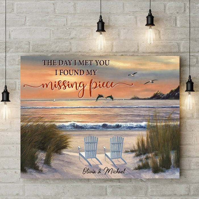 Personalized Canvas Wall Art For Couples I Found My Missing Piece Empty Chair Custom Name Poster Prints Christmas Gifts