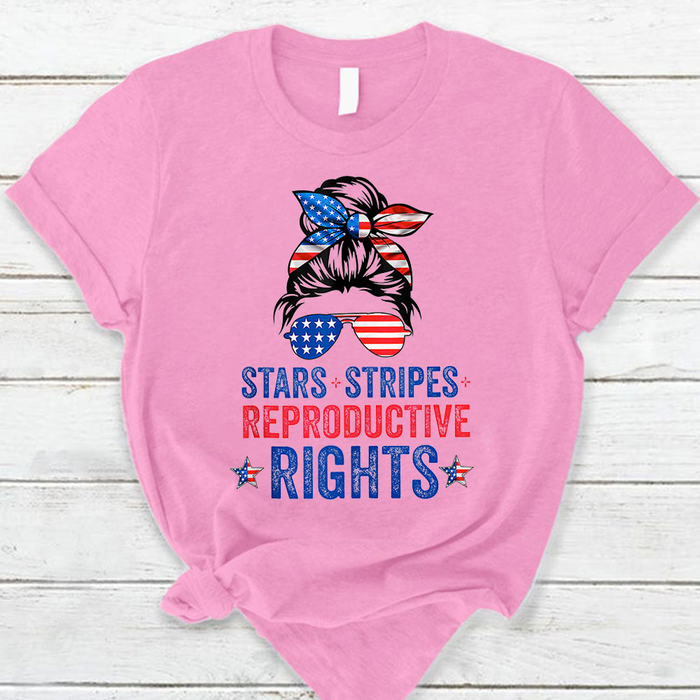 Classic Abortion Rights T-Shirt For Women Star Stripes Reproductive Rights USA Flag Design Unique Outfit