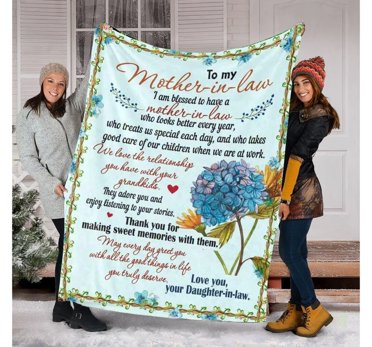 Personalized To My Mother In Law Blanket From Daughter In Law Thank You For Making Sweet Memories Flower Printed