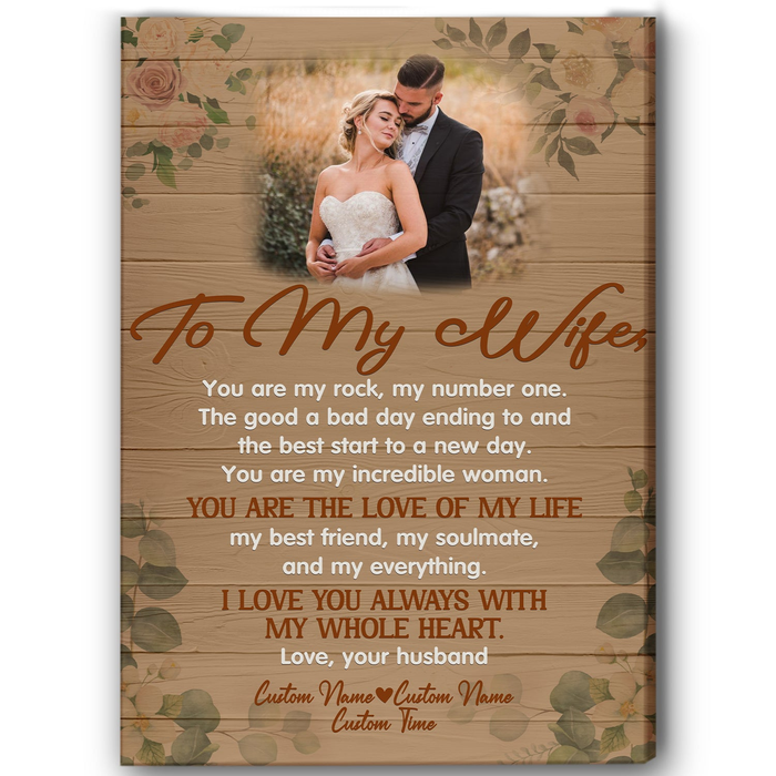 Personalized To My Wife Canvas Wall Art From Husband Flowers You Are My Number One Custom Name Photo Canvas Poster Gifts