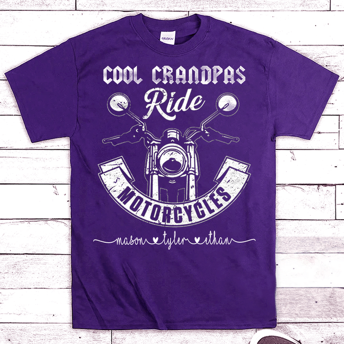 Personalized T-Shirt For Racing Lovers To Grandpa Motorcycles Design Custom Grandkids Name Father's Day Shirt