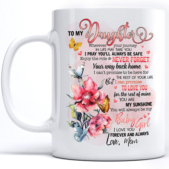 Personalized To My Daughter Coffee Mug Promise To Love You Pink Flowers Custom Name White Cup Gifts For Birthday