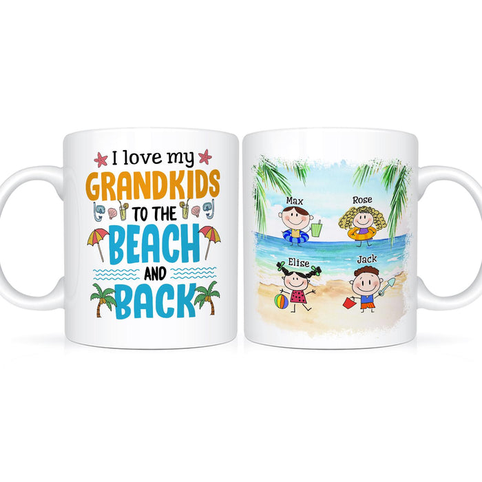 Personalized White Ceramic Coffee Mug For Grandma Grandpa Love My Grandkids To The Beach Custom Name 11 15oz Cup