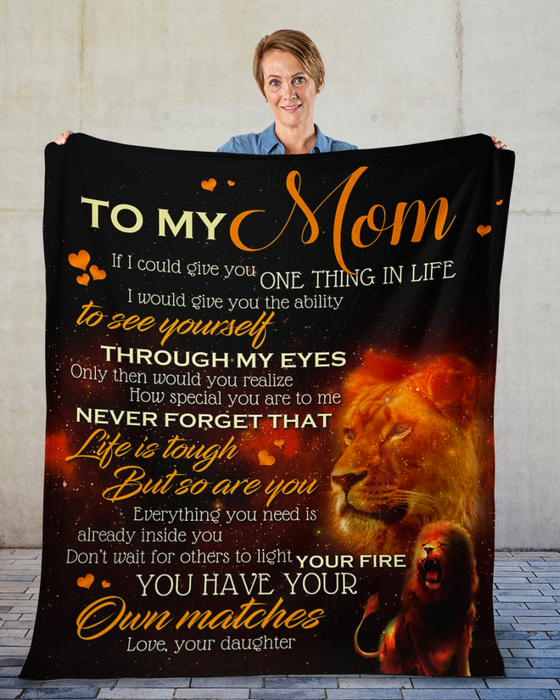 Personalized Fleece Blanket To My Mom On Mothers Day Lion In Fire Sherpa Blanket Custom Name