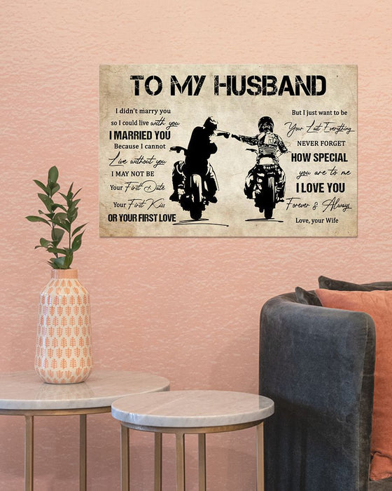 Personalized To My Husband Canvas Wall Art From Wife Motorcycle Lovers Couple I Love You Custom Name Poster Prints