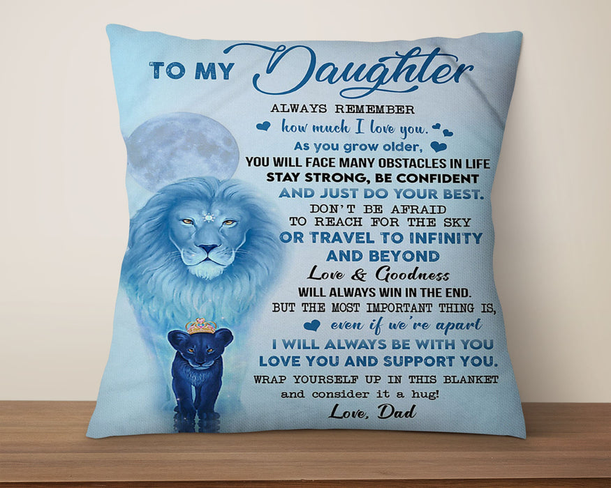 Personalized To My Daughter Square Pillow Lion Remember How Much I Love You Custom Name Sofa Cushion Gifts For Christmas