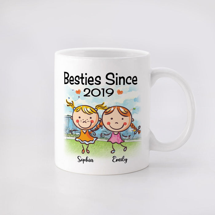 Personalized Ceramic Coffee Mug Bestie Since Cute Funny Girls Printed Custom Name And Year 11 15oz Cup