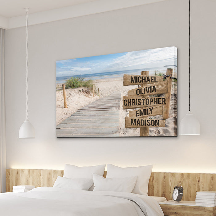 Personalized Canvas Wall Art Gifts For Family  Boardwalk To The Beach Street Signs Custom Name Poster Prints Wall Decor