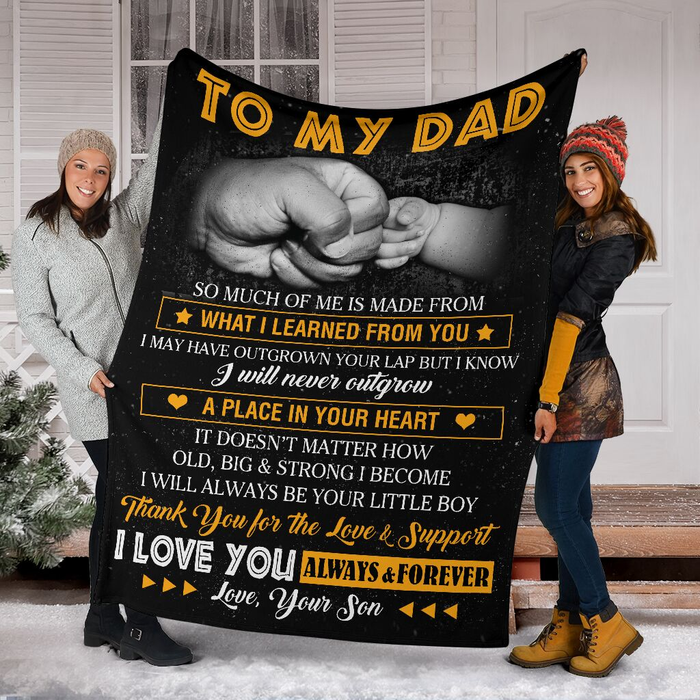 Personalized Blanket To My Dad From Daughter Fist Bump Printed Vintage Design Father's Day Blanket Custom Name