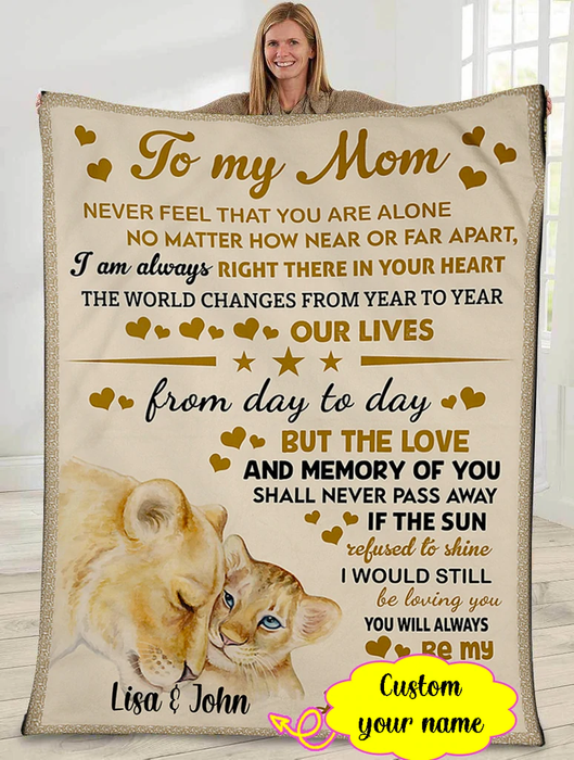 Personalized Vintage Blanket To My Mom Lion Hugged Fleece Blanket For Mothers Day Custom Name
