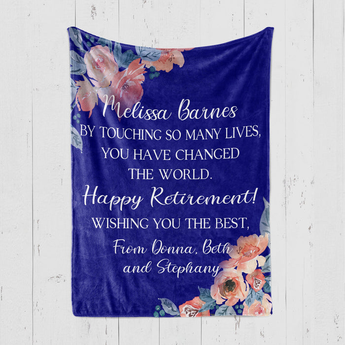 Personalized Retirement Blanket For Nurse Doctor You've Changed The World Floral Custom Name Gifts For Men Women