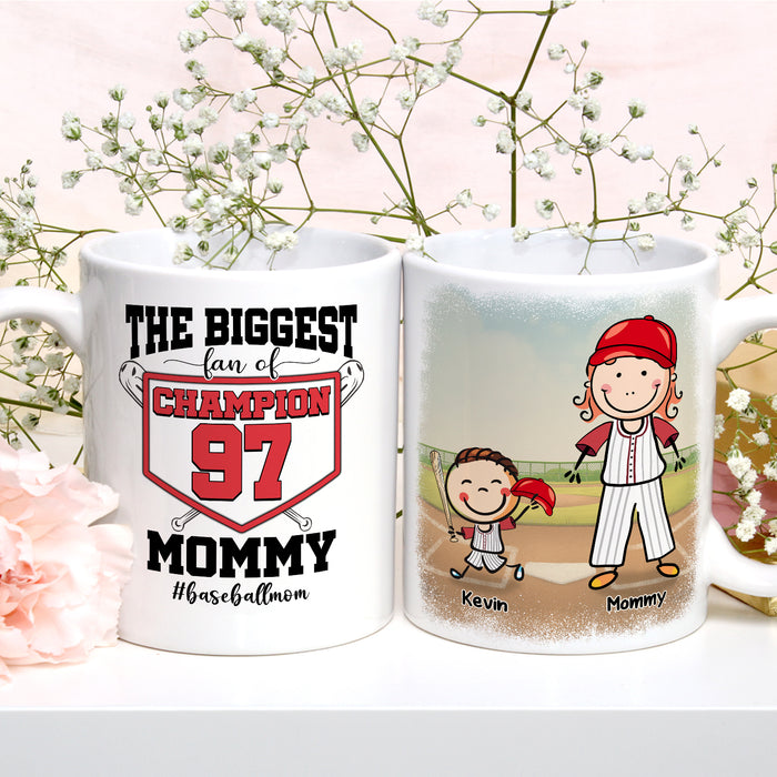 Personalized Ceramic Coffee Mug For Baseball Lovers To Mom Biggest Fan Cute Kid Print Custom Name 11 15oz Cup