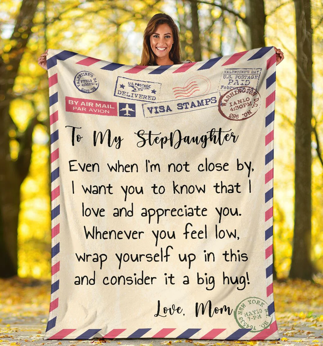 Personalized To My Stepdaughter Blanket From Step Mom Dad I Love & Appreciate You Letter Custom Name Gifts For Christmas